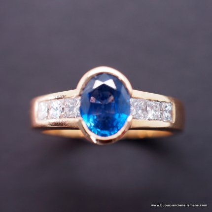 Magnifique Bague Cocktail Or 18k Avec Saphirs - 7 Grammes, Taille 52 (occasion)